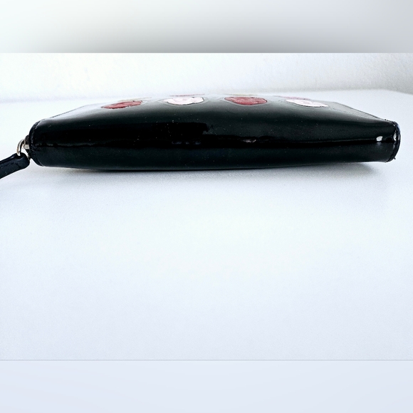 Rare Chanel Black Patent Camellia Floral Zippy Wallet &Key Chain Pouch Charm Set - Picture 11 of 14